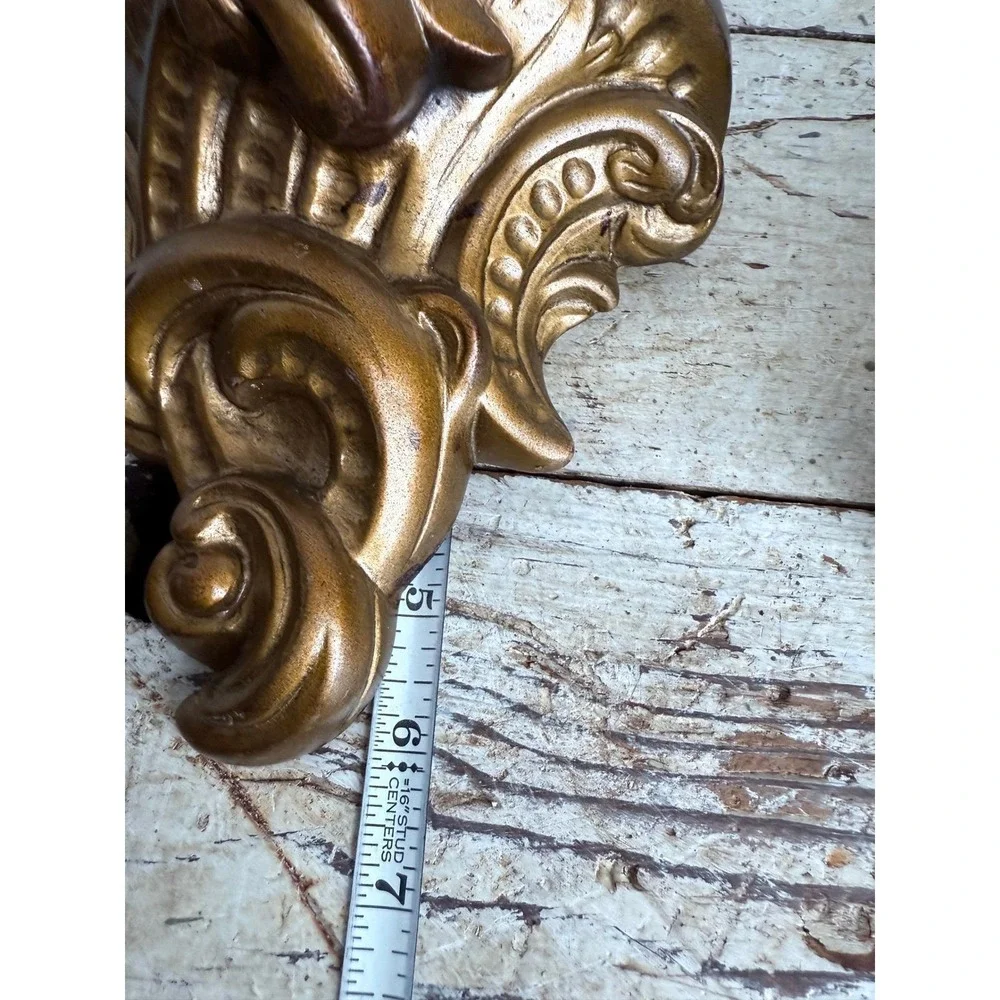 Vintage Pair Plaster Gold Wall Sconces Hollywood Regency Classical Shelf‎